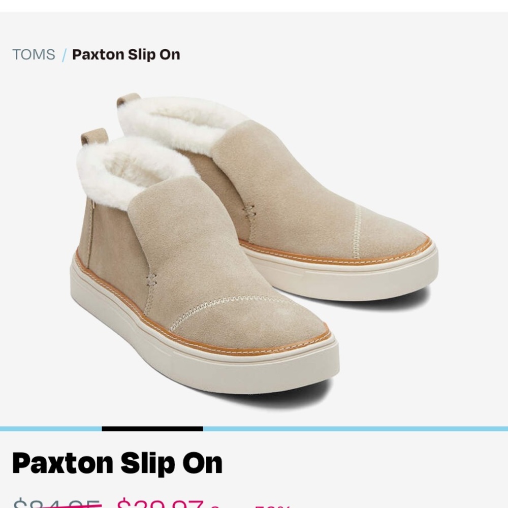 NIB Tom’s Paxton sneaker size 7 in Cobblestone - Picture 2 of 3